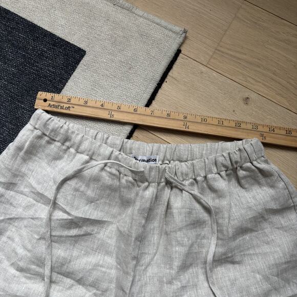 NWT Reformation Olina Linen Pant Drawstring Wide Leg Size L Petite Oatmeal - Picture 6 of 12